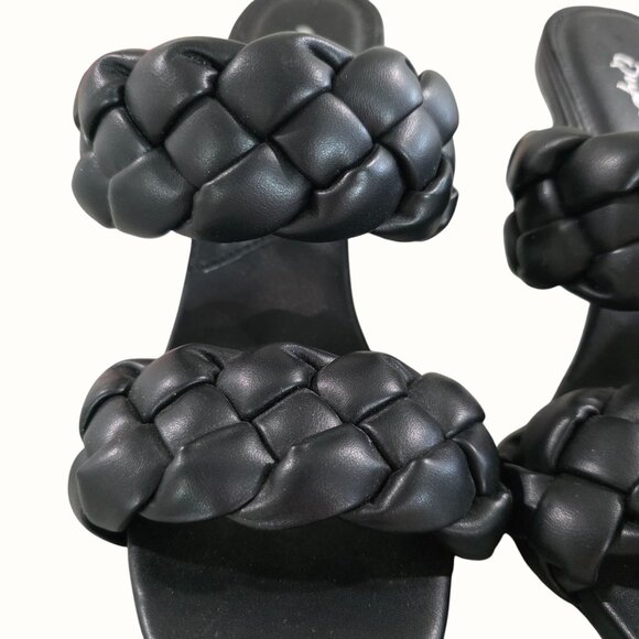 Qupid Womens Black Braided High Heel Sandals 3.5" Heels 8" Length Sz 8 - Picture 9 of 11